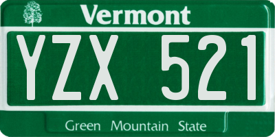 VT license plate YZX521