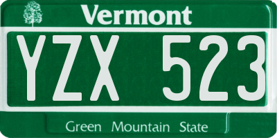 VT license plate YZX523