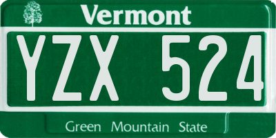 VT license plate YZX524