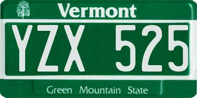 VT license plate YZX525