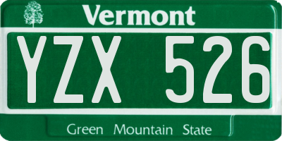 VT license plate YZX526