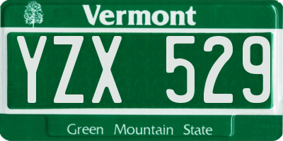 VT license plate YZX529