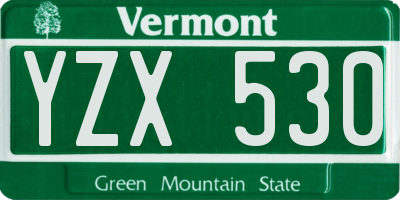 VT license plate YZX530