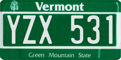 VT license plate YZX531