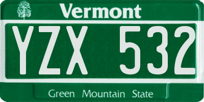 VT license plate YZX532