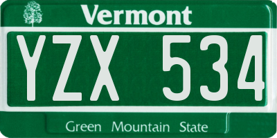 VT license plate YZX534