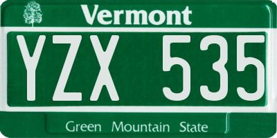 VT license plate YZX535