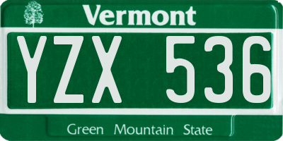 VT license plate YZX536