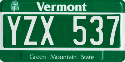 VT license plate YZX537