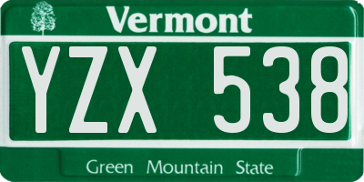 VT license plate YZX538