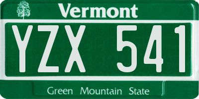 VT license plate YZX541