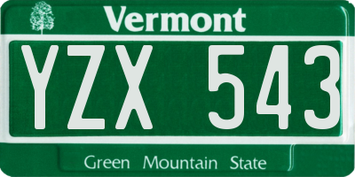 VT license plate YZX543