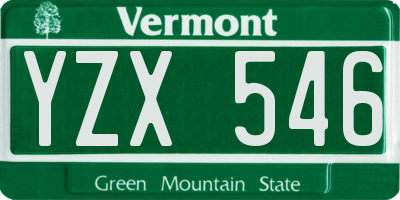 VT license plate YZX546
