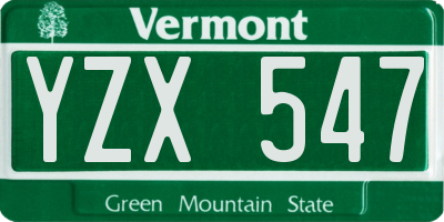 VT license plate YZX547