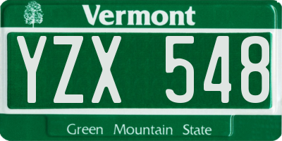 VT license plate YZX548
