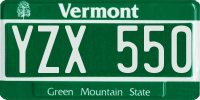 VT license plate YZX550