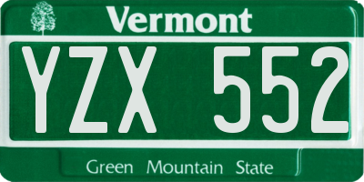 VT license plate YZX552