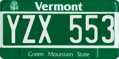 VT license plate YZX553