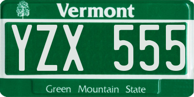 VT license plate YZX555