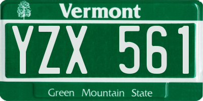 VT license plate YZX561