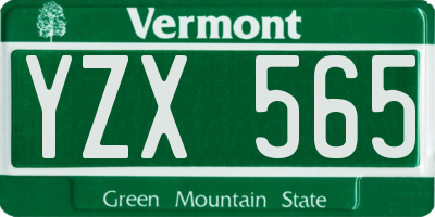 VT license plate YZX565