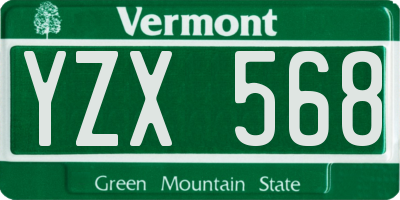 VT license plate YZX568