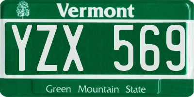 VT license plate YZX569
