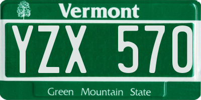 VT license plate YZX570