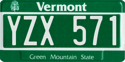 VT license plate YZX571