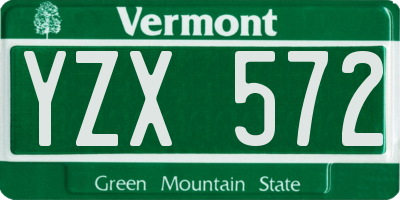 VT license plate YZX572