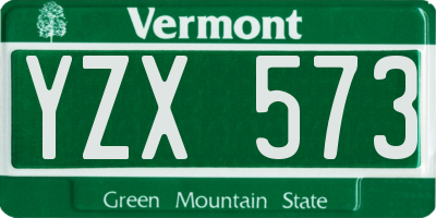 VT license plate YZX573