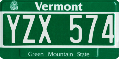 VT license plate YZX574