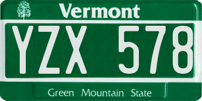 VT license plate YZX578