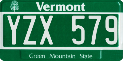 VT license plate YZX579