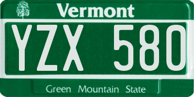 VT license plate YZX580