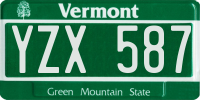 VT license plate YZX587