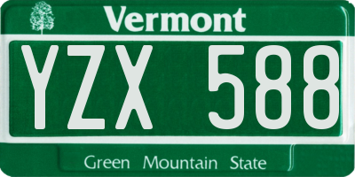 VT license plate YZX588