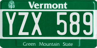 VT license plate YZX589