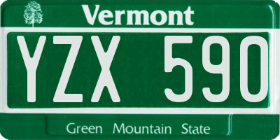 VT license plate YZX590