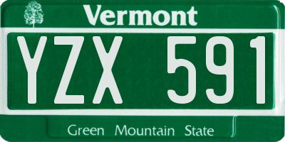 VT license plate YZX591