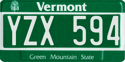 VT license plate YZX594