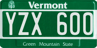 VT license plate YZX600