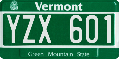 VT license plate YZX601