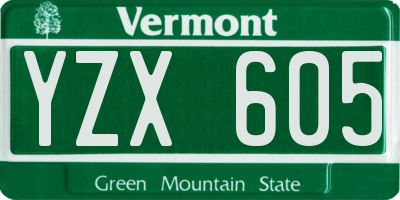 VT license plate YZX605