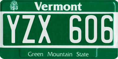 VT license plate YZX606