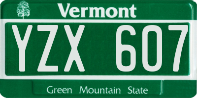 VT license plate YZX607