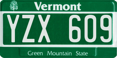 VT license plate YZX609