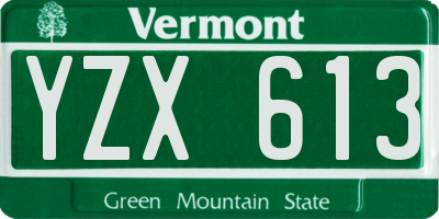 VT license plate YZX613