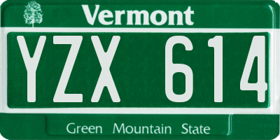 VT license plate YZX614