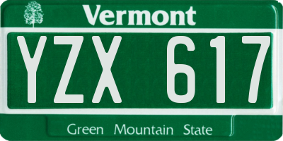 VT license plate YZX617